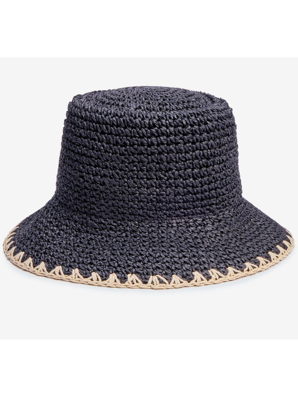 58$ I.N.C International Concepts Crochet Bucket Hat Whipstitch Trim SZ One Black
